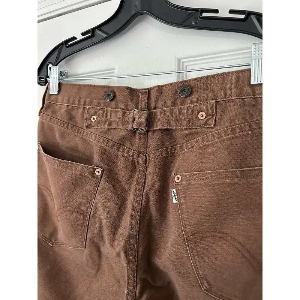 Levi’s Brown Duck Canvas Jeans Button Fly Cinch Buckle Back Relaxed Men’s 32x30